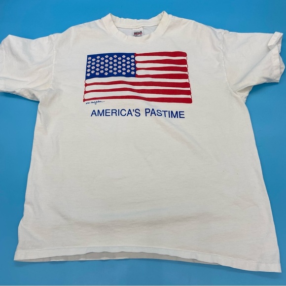 Vintage Anvil 1988 Woody Jackson “America’s Pastime” Single Stitch Flag T-Shirt - Picture 8 of 8